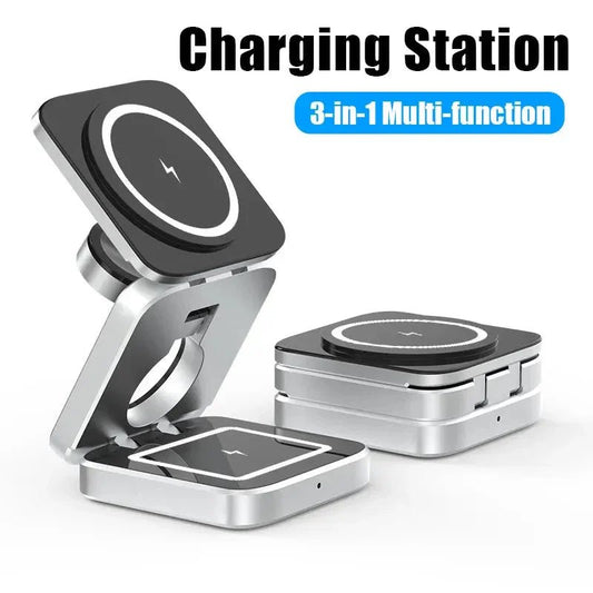 3-in-1 Wireless Charging Station – MagSafe Fast Charger Dock - The Electronics Place