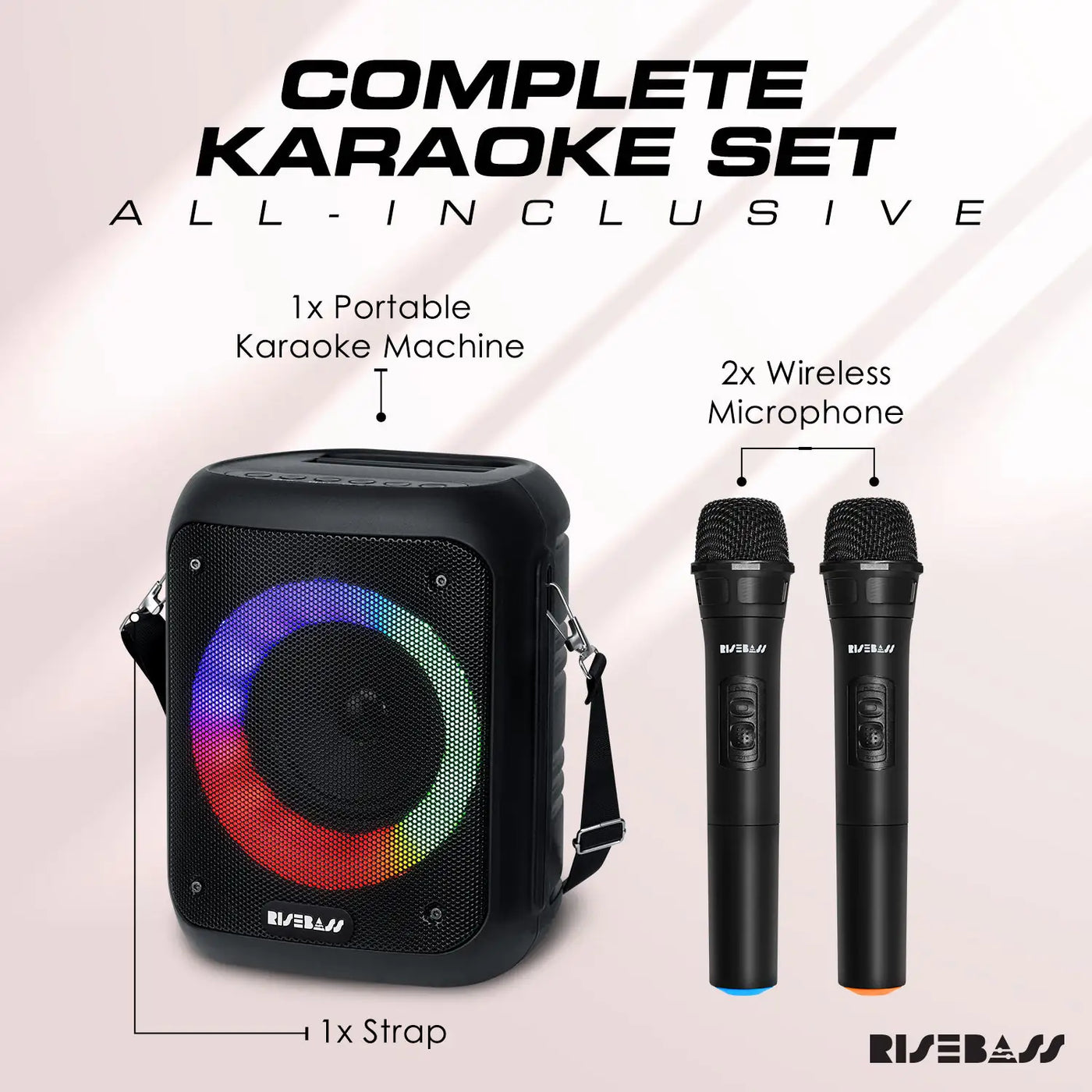 Dual microphones connected to Portable Bluetooth Karaoke Speaker
