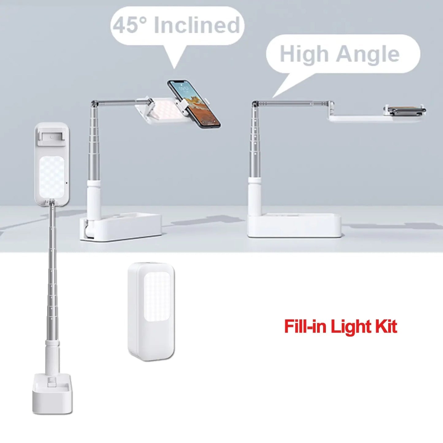 Adjustable Fill-in Light Kit Smartphone Stand with LED Light - The Electronics Place