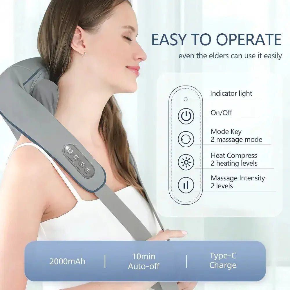 Heated Neck and Shoulder Massager – Shiatsu with Heat - The Electronics Place