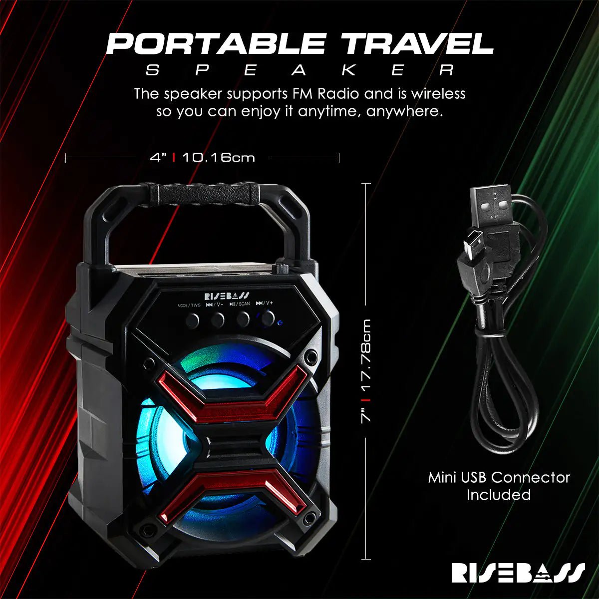 Risean Bluetooth Speaker – Portable Wireless Speaker with Deep Bass - The Electronics Place