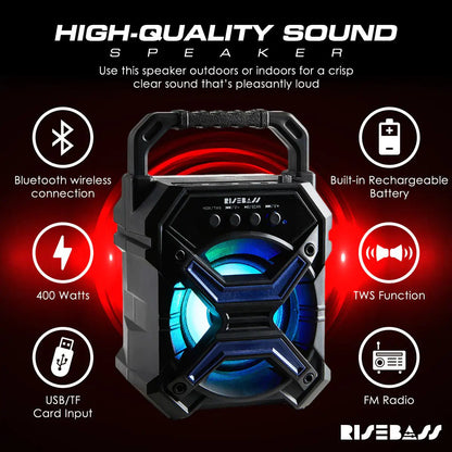 Risean Bluetooth Speaker – Portable Wireless Speaker with Deep Bass - The Electronics Place