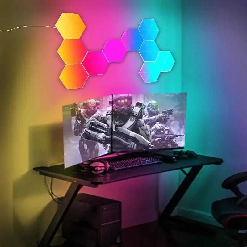 Smart RGB Hexagon LED Wall Light Set – Modular Touch-Sensitive Panels - The Electronics Place