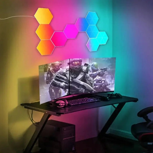 Smart RGB Hexagon LED Wall Light Set – Modular Touch-Sensitive Panels - The Electronics Place